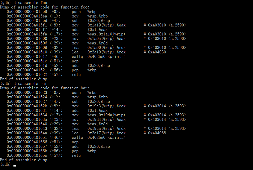 反汇编foo和bar